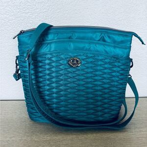 LUG Adagio Teal Green Quilted Travel Crossbody Purse